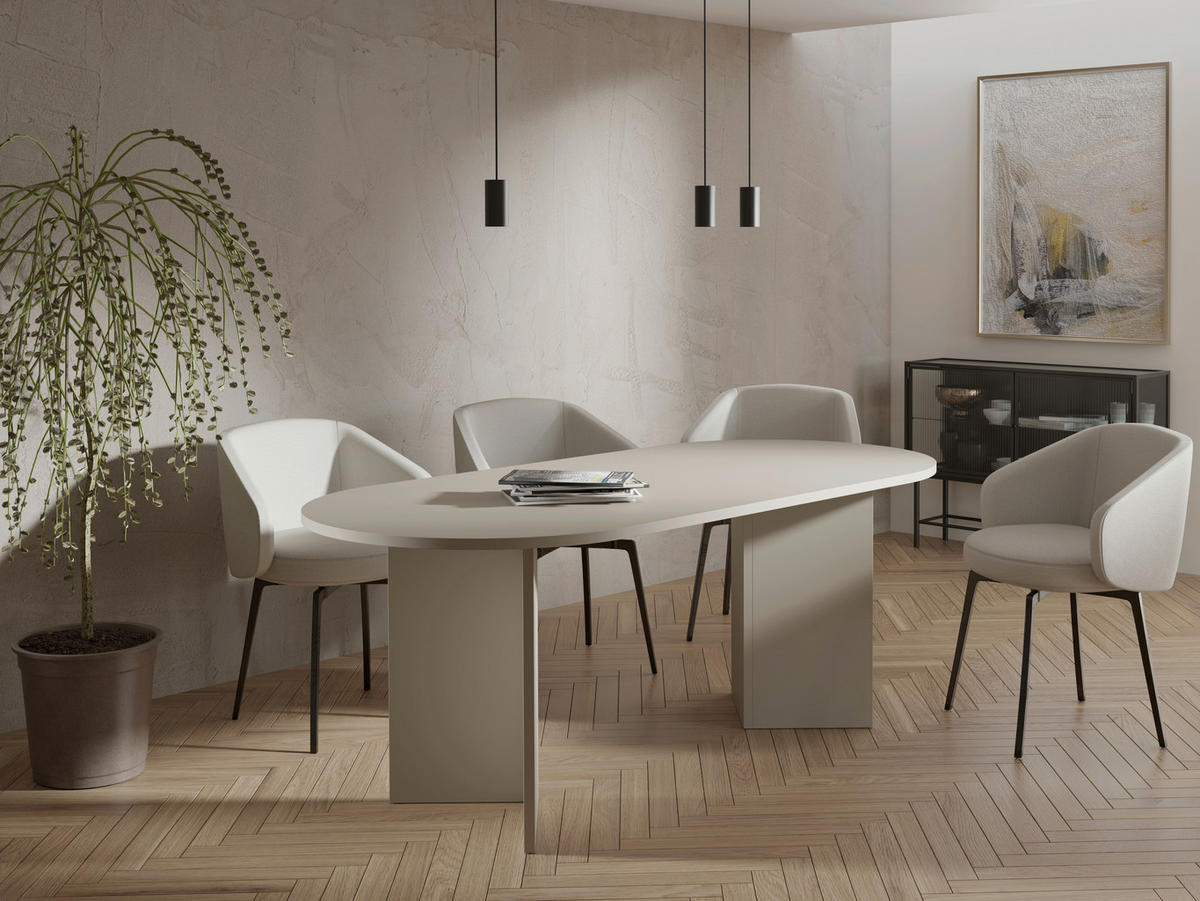 ESSTISCH Beige oval   - Beige, Design, Holzwerkstoff (223,6/90/75cm) - Lomoco