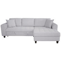 ECKSOFA MORITZ Hellgrau Cord Zierkissen, Bettkasten  - Hellgrau, Trend, Textil (265/155cm) - P & B
