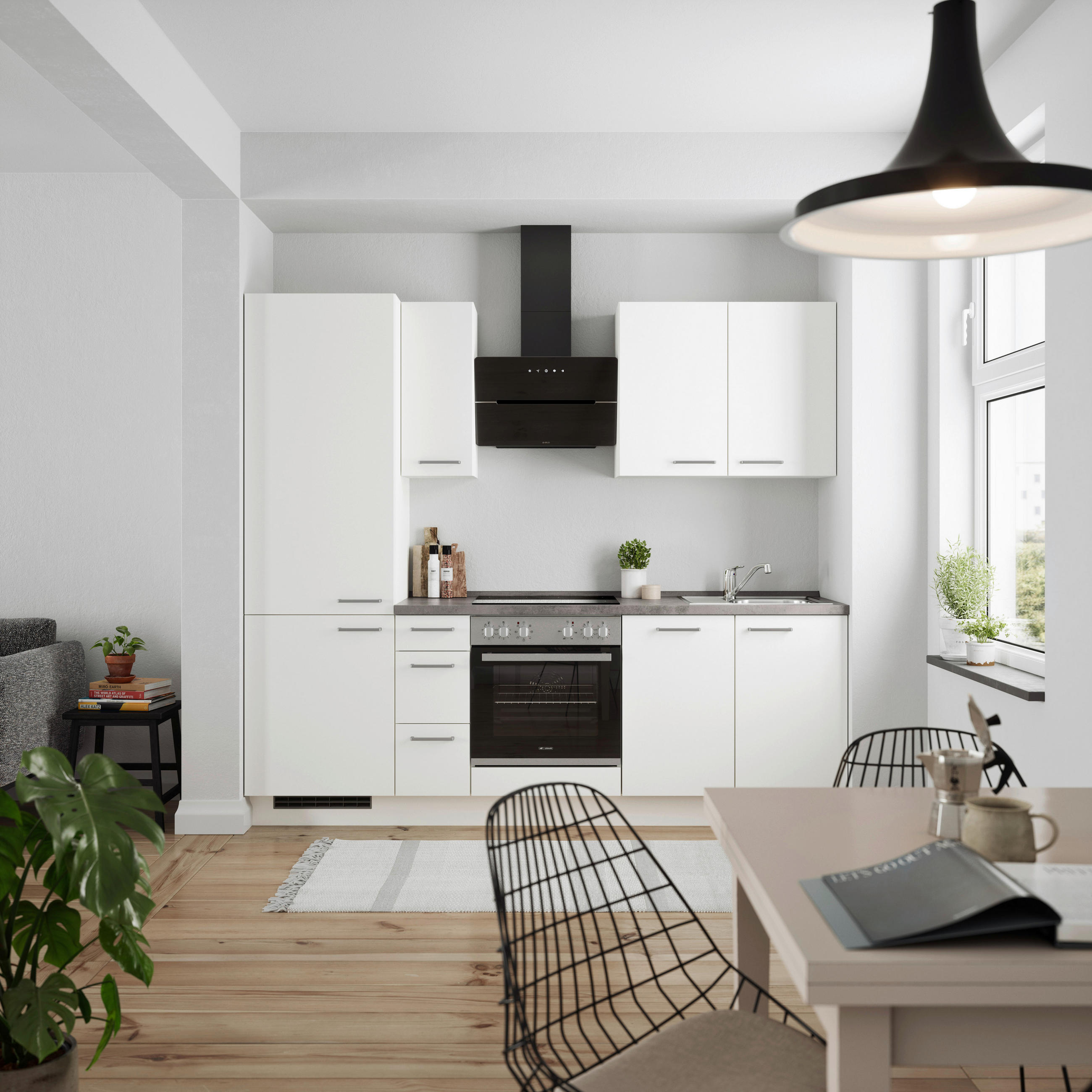 KUHINJSKI BLOK BREZ APARATOV - barve nerjavečega jekla/siva, Moderno, kovina/leseni material (240cm) - Celina