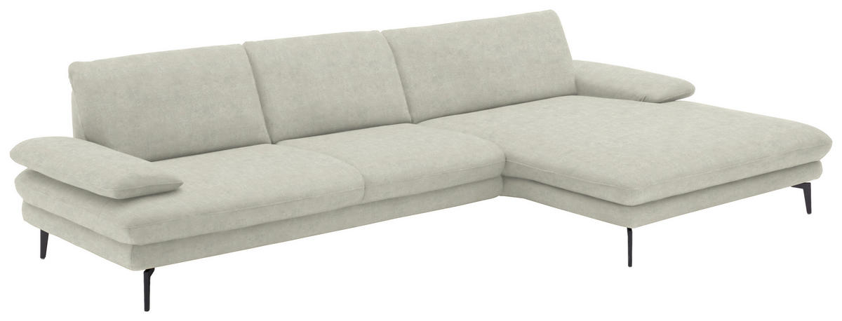 ECKSOFA in Velours Ecru  - Ecru/Schwarz, Design, Textil/Metall (310/180cm) - Dieter Knoll