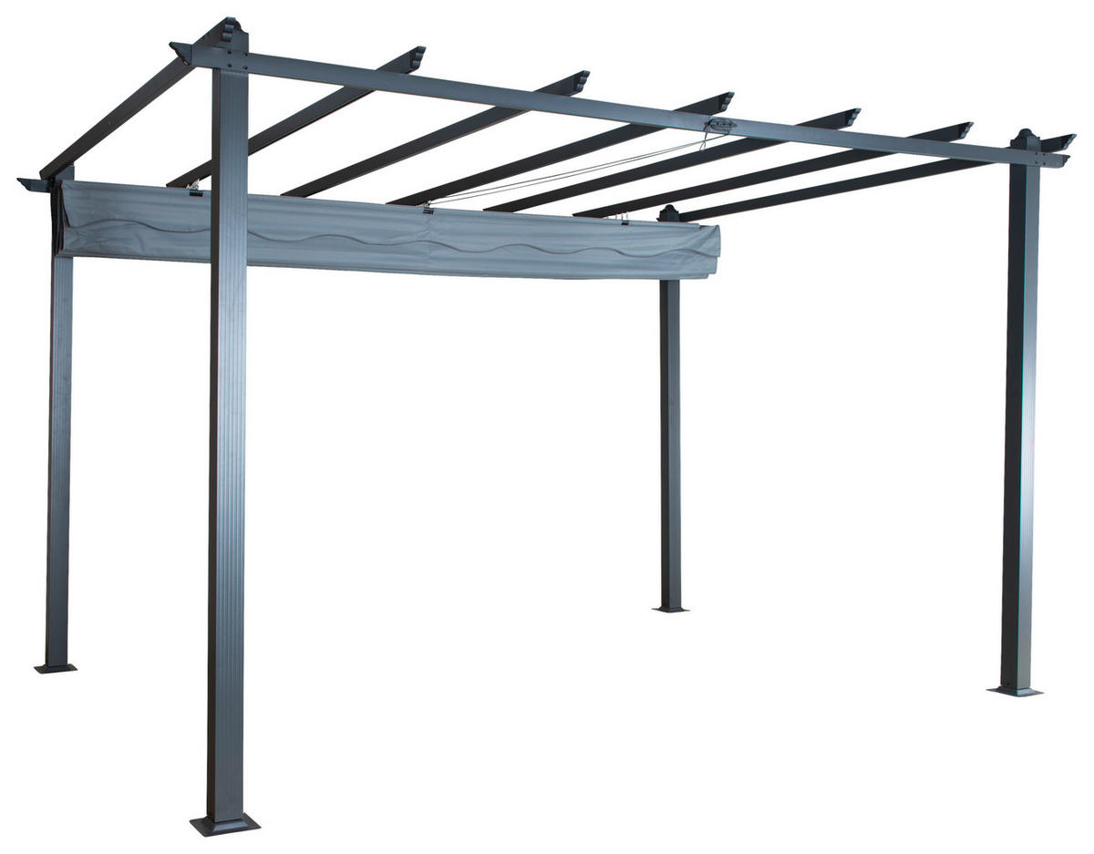 PERGOLA 395/245/295 cm   - Schwarz/Grau, KONVENTIONELL, Textil/Metall (395/245/295cm) - Gardenson