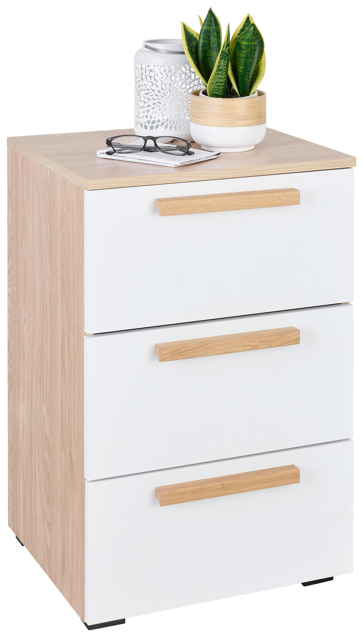 REGÁL, barvy dubu, 46/67/40 cm - černá/barvy dubu, Konvenční, kompozitní dřevo/plast (46/67/40cm) - Hom`in