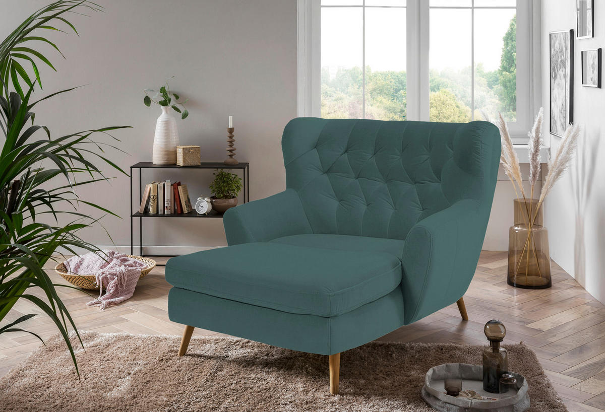 XXL-SESSEL - Petrol, Design, Holz/Textil (120/101/165cm) - Stylife