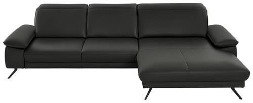 ECKSOFA in Echtleder Graubraun  - Graubraun/Schwarz, Design, Leder/Metall (328/193cm) - Dieter Knoll
