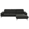 ECKSOFA in Echtleder Graubraun  - Graubraun/Schwarz, Design, Leder/Metall (328/193cm) - Dieter Knoll