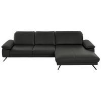 ECKSOFA in Echtleder Graubraun  - Graubraun/Schwarz, Design, Leder/Metall (328/193cm) - Dieter Knoll
