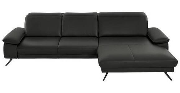 ECKSOFA in Echtleder Graubraun  - Graubraun/Schwarz, Design, Leder/Metall (328/193cm) - Dieter Knoll