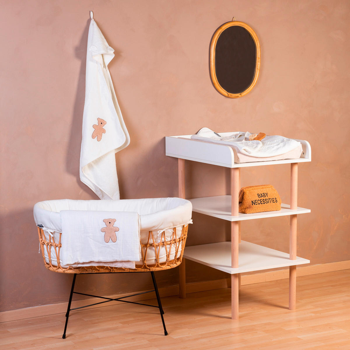 WICKELTISCH Weiß, Buchefarben  - Buchefarben/Weiß, KONVENTIONELL, Holz/Kunststoff (61/83/13cm) - Childhome