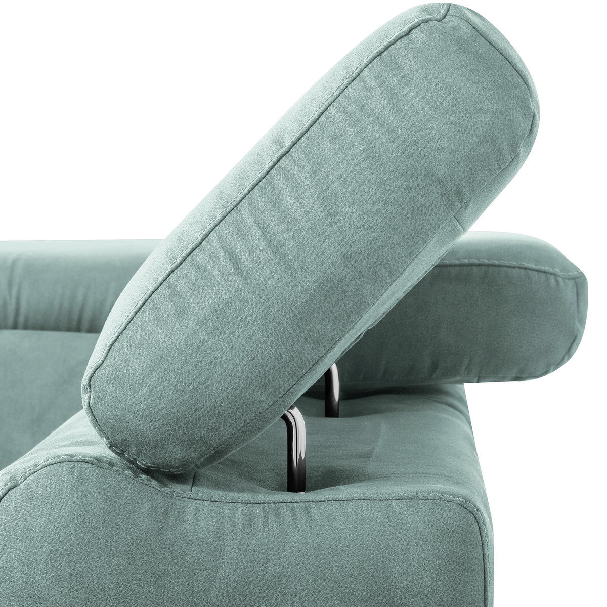 ECKSOFA SONO in Lederlook Hellblau Armteilverstellung, Kopfteilverstellung  265/210 cm  - Chromfarben/Hellblau, Design, Textil/Metall (265/210cm) - Livetastic