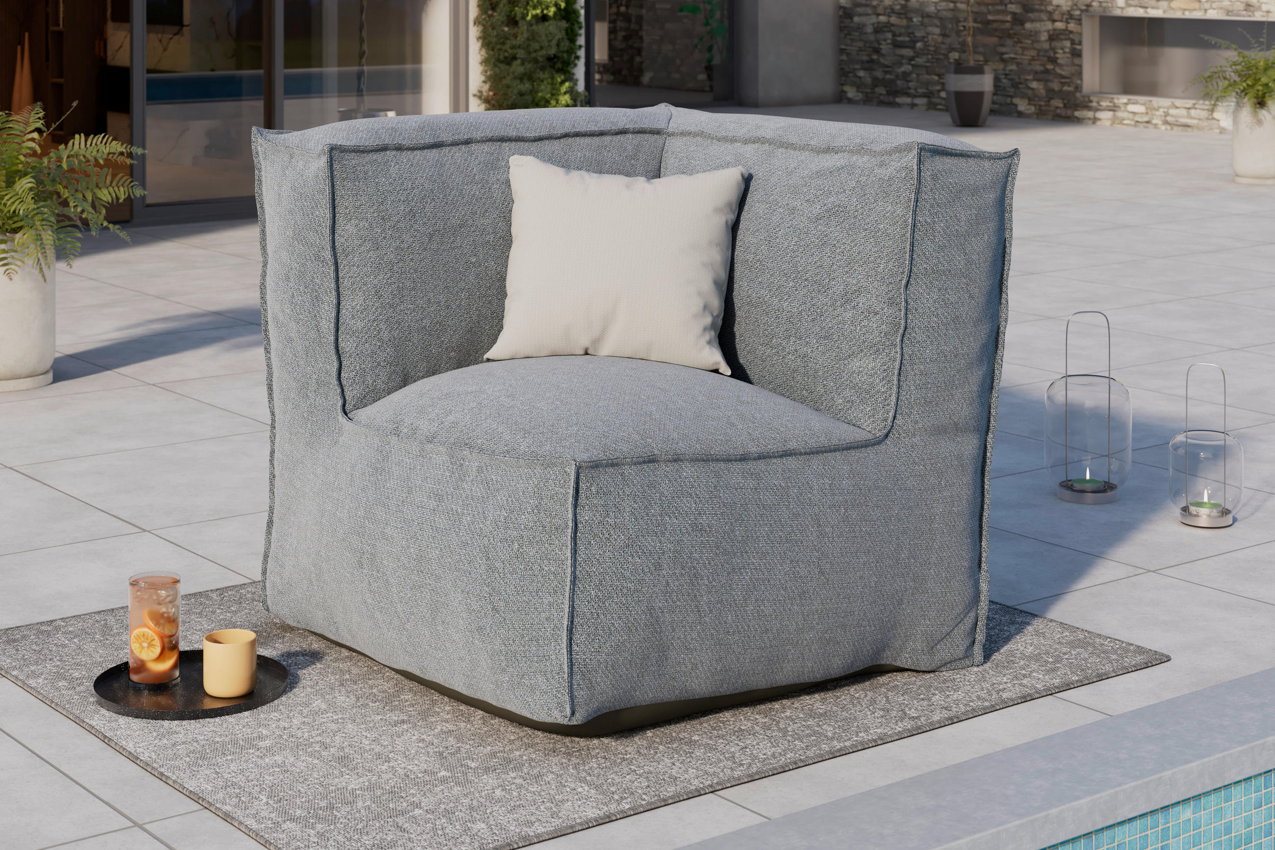 LOUNGESOFA  - Grau, MODERN, Textil (95/80/95cm) - Ambia Garden