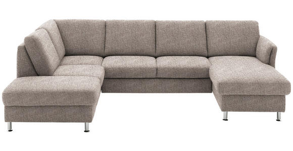 WOHNLANDSCHAFT in Flachgewebe Hellbraun - Chromfarben/Hellbraun, KONVENTIONELL, Textil/Metall (200/305/168cm) - Voleo