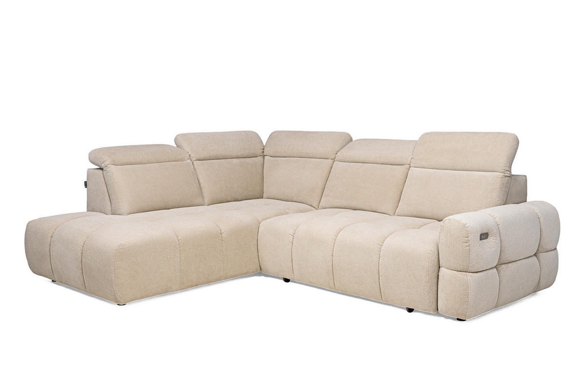 SAROKKANAPÉ textil bézs  - bézs/fekete, Modern, műanyag/textil (223/110/270cm) - Welnova