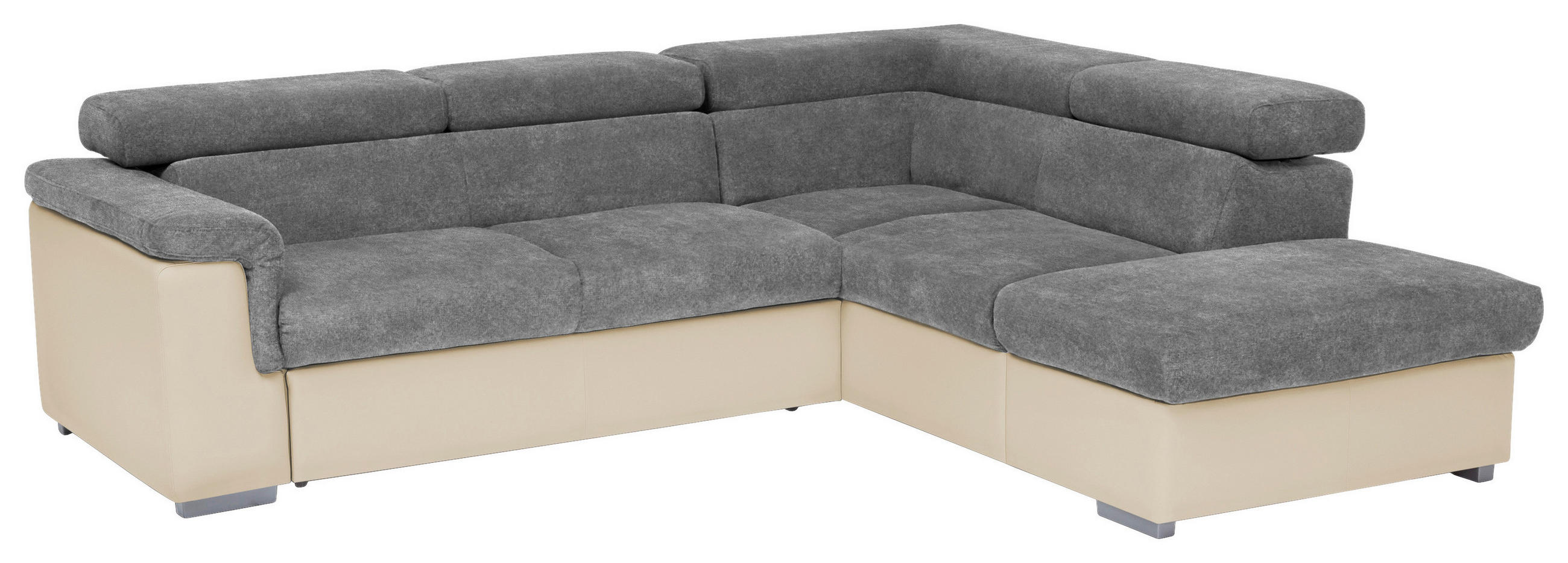 ECKSOFA Anthrazit, Braun Lederlook, Flachgewebe  - Anthrazit/Braun, Basics, Holz/Textil (252/217cm) - MID.YOU