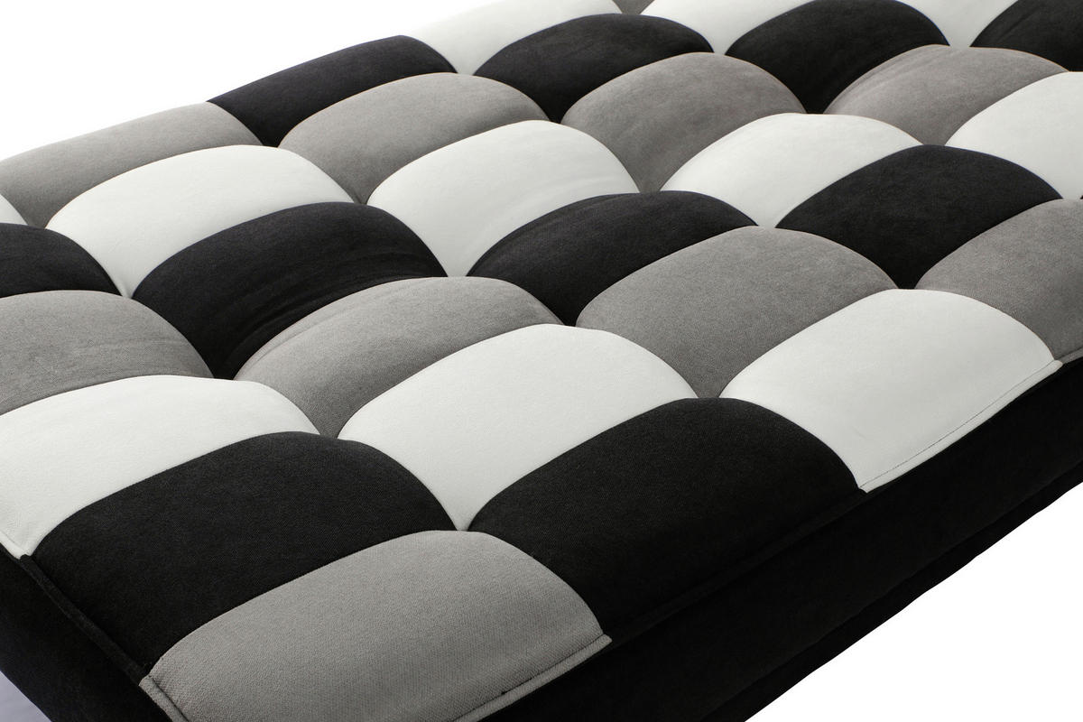 SCHLAFSOFA Samt Creme, Grau, Schwarz  - Silberfarben/Creme, Design, Textil/Metall (182/87/90cm) - P & B