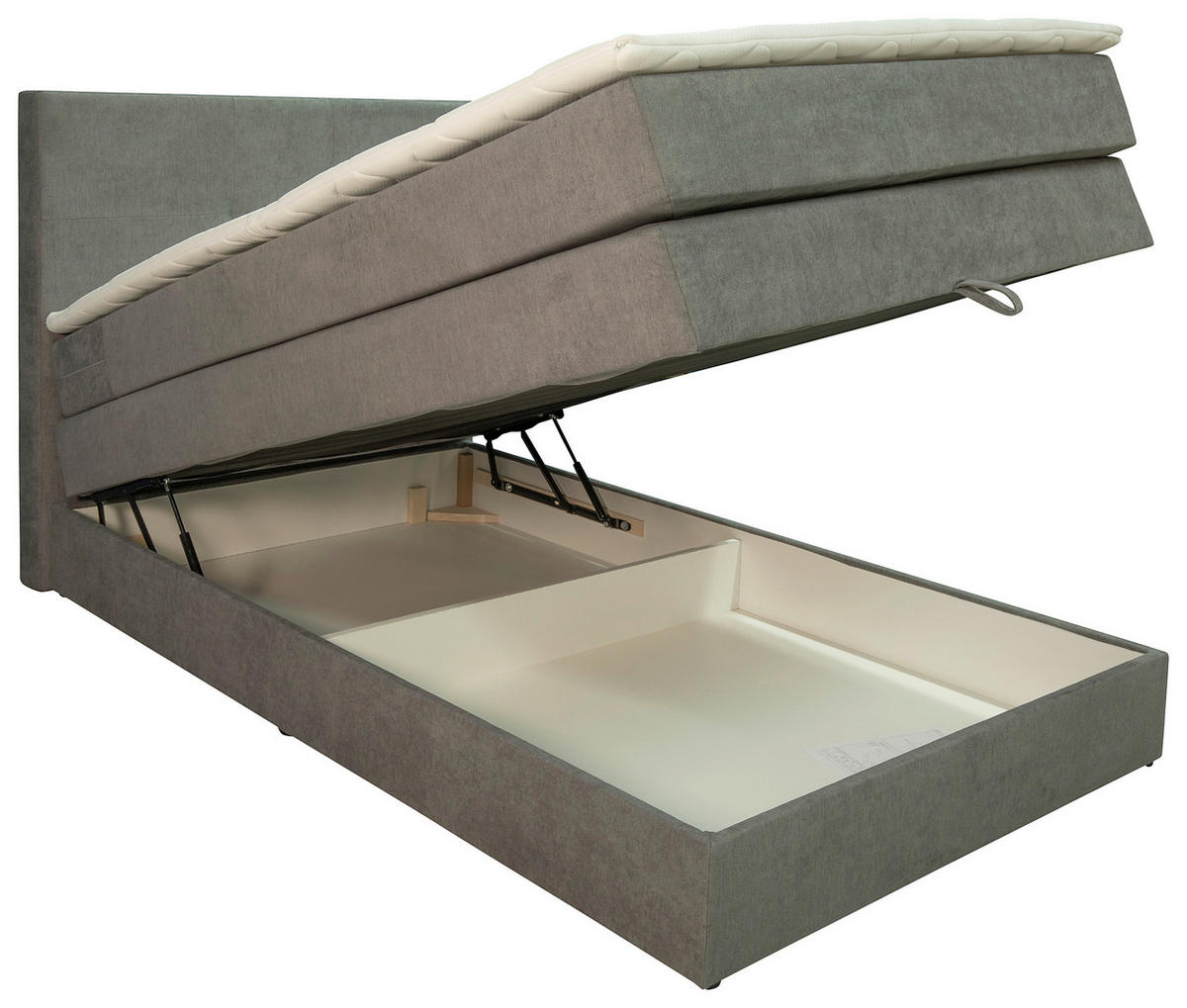 BOXSPRING POSTELJA 120 cm   x 200 cm  , les, tekstil, leseni material siva  - siva/črna, Moderno, umetna masa/tekstil (120/200cm) - Hom`in