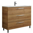 WASCHTISCHUNTERSCHRANK  - Chromfarben/Eichefarben, KONVENTIONELL, Holzwerkstoff/Kunststoff (100/77/43cm) - Xora