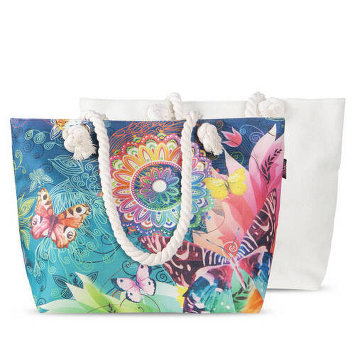 STRANDTASCHE - Blau/Petrol, Trend, Textil (43/60cm)