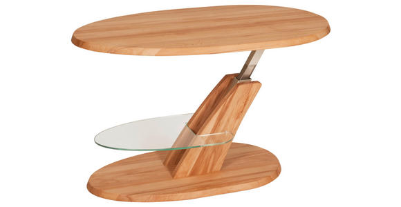 COUCHTISCH in Holz, Glas 100/65/48-65 cm  - Buchefarben, Design, Glas/Holz (100/65/48-65cm) - Venda