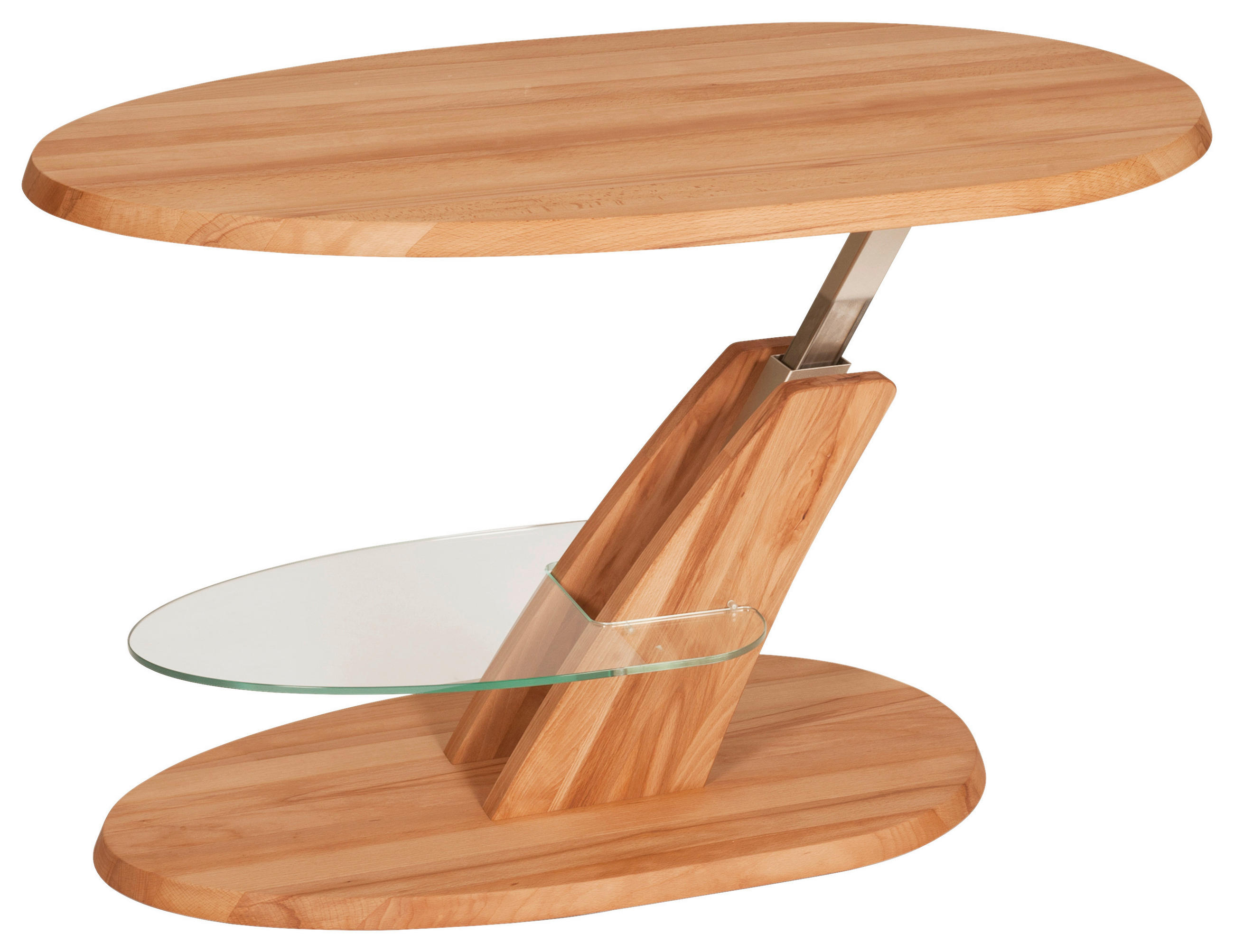 COUCHTISCH in Holz, Glas 100/65/48-65 cm  - Buchefarben, Design, Glas/Holz (100/65/48-65cm) - Venda