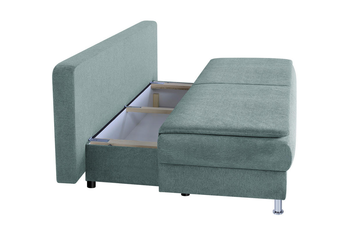 SCHLAFSOFA  mit Schlafen auf Sitzhöhe Webstoff Blaugrau  - Chromfarben/Blaugrau, Design, Kunststoff/Textil (200/92/90cm) - P & B