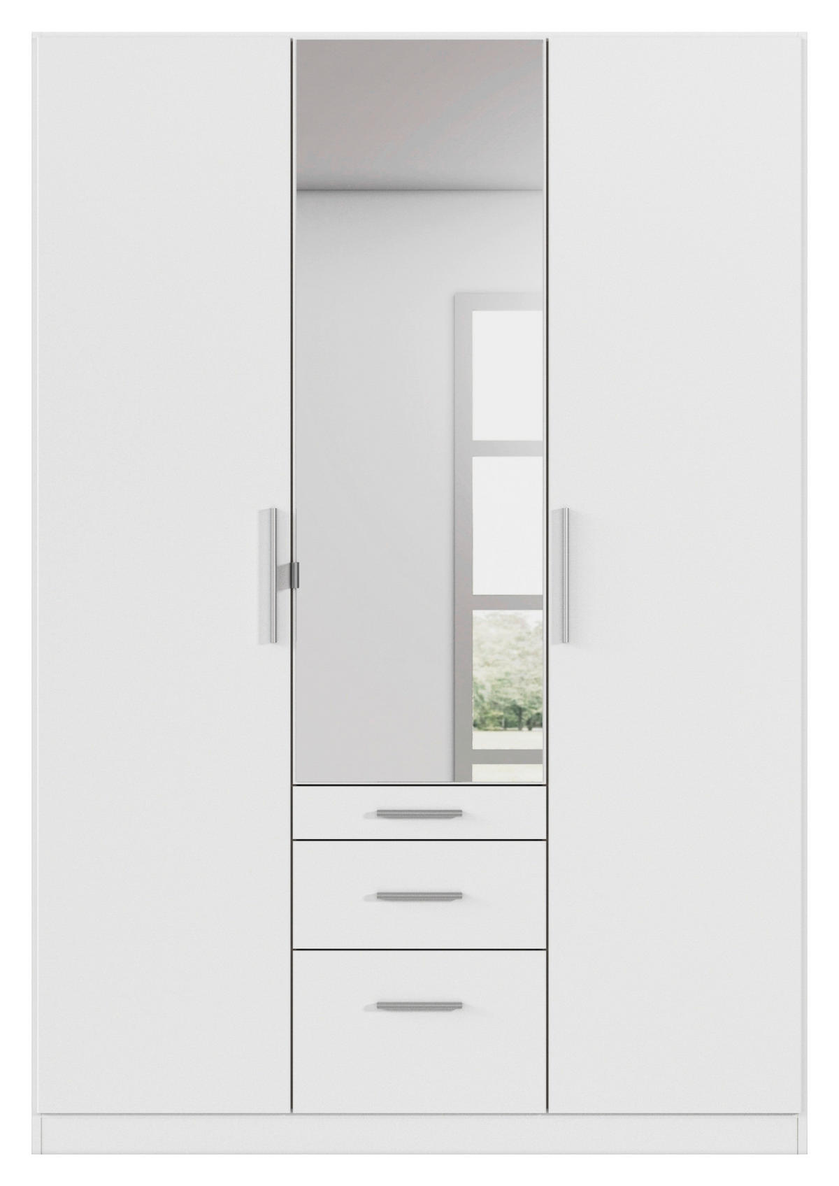 DREHTÜRENSCHRANK 136/210/54 cm,  in Weiß, 3-türig  - Alufarben/Weiß, KONVENTIONELL, Glas/Holzwerkstoff (136/210/54cm) - home24