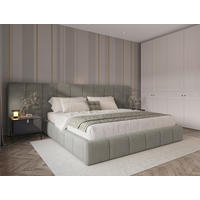 POLSTERBETT 180/200 cm  Hellgrau  - Hellgrau/Schwarz, Design, Holz/Kunststoff (180/200cm) - Carryhome