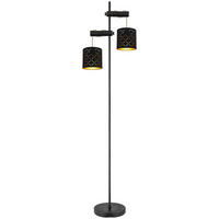 STEHLEUCHTE - Goldfarben/Schwarz, Basics, Holz/Textil (41/23/150cm) - Globo