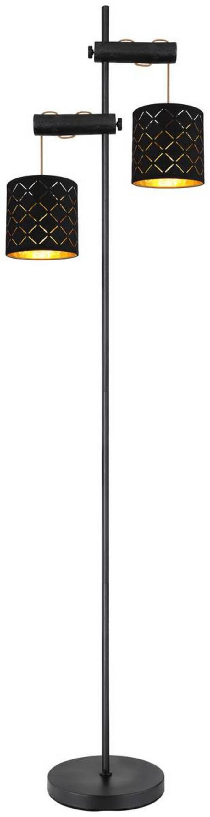 STEHLEUCHTE - Goldfarben/Schwarz, Basics, Holz/Textil (41/23/150cm) - Globo