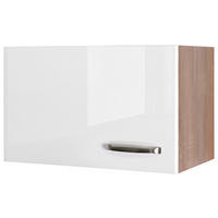 KÜCHENOBERSCHRANK 60/32/32 cm  in Sonoma Eiche, Weiß Hochglanz  - Edelstahlfarben/Weiß Hochglanz, MODERN, Holzwerkstoff/Metall (60/32/32cm) - FlexWell