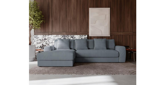 ECKSOFA in Cord Grau  182/302 cm  - Schwarz/Grau, MODERN, Kunststoff/Textil (182/302cm) - Carryhome