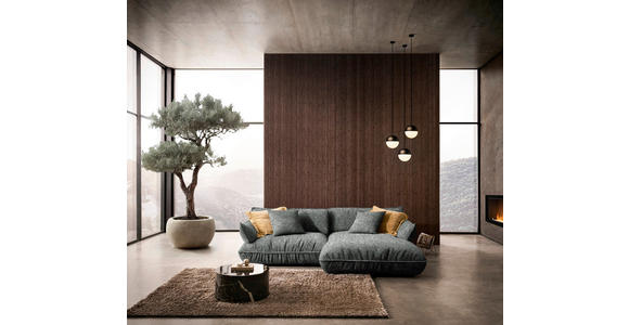ECKSOFA  in Flachgewebe Dunkelgrau  264/185 cm  - Dunkelgrau/Schwarz, Design, Kunststoff/Textil (264/185cm) - Belluti