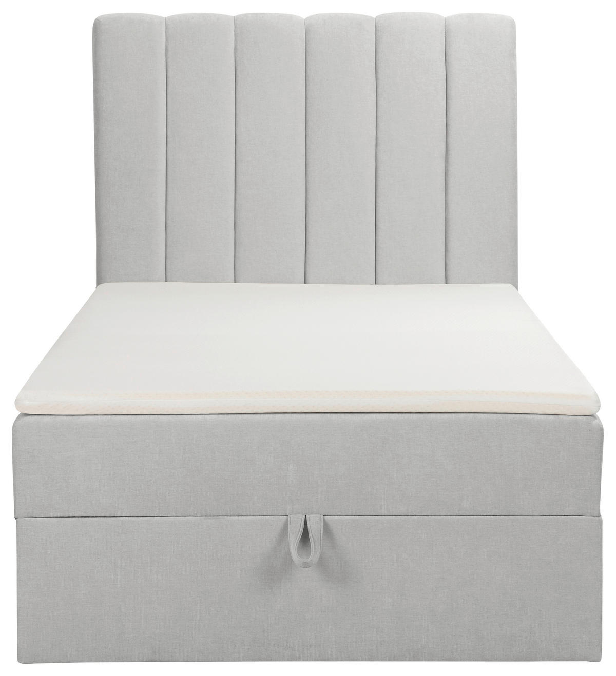 BOXBETT 100/200 cm,  in Hellgrau, Matratze, gepolstertes Kopfteil, Bettkasten, Topper, H3 = fest  - Hellgrau/Schwarz, Basics, Kunststoff/Textil (100/200cm) - Chameo