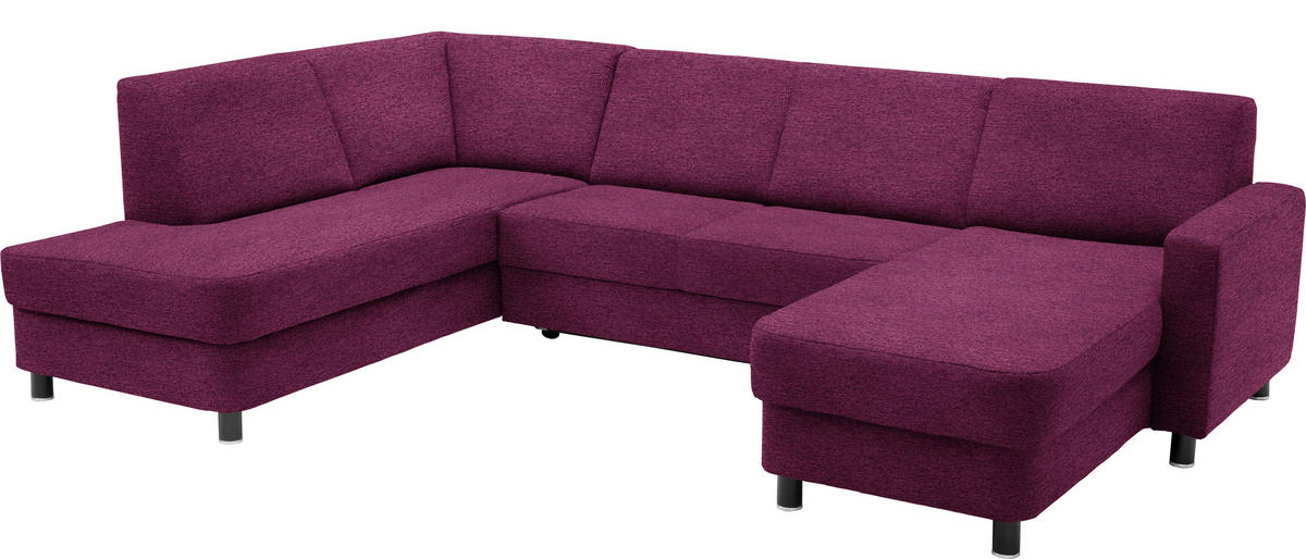 WOHNLANDSCHAFT  in Webstoff Lila  - Lila/Schwarz, Design, Holz/Textil (198/296/165cm) - Xora