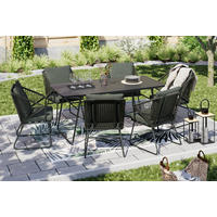 ZOSTAVA ZÁHRADNÉHO NÁBYTKU kov, plast, sklo, textil - čierna/tmavosivá, Design, kov/textil (58/85/85/76/60/180cm) - Ambia Garden