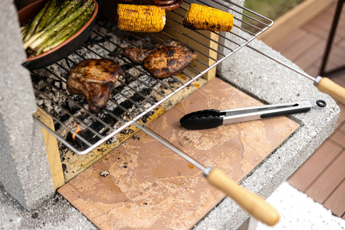 HOLZKOHLEGRILL - Grau, Design, Stein (162/90/80cm) - Nouvel