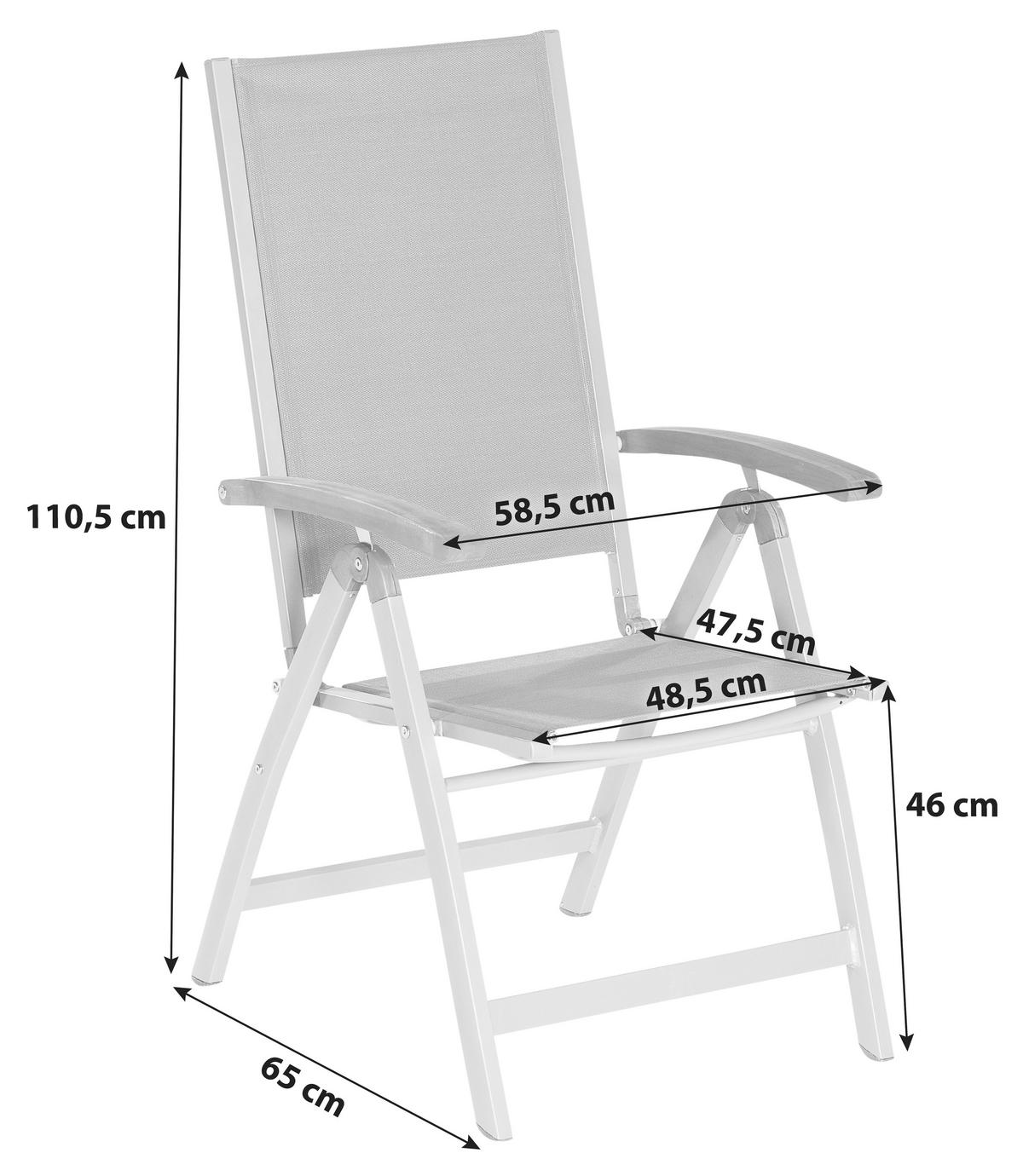 GARTENKLAPPSESSEL in Holz, Metall, Textil Grau, Akaziefarben  - Silberfarben/Akaziefarben, ROMANTIK / LANDHAUS, Holz/Textil (58,5/110,5/65cm) - Gardenson