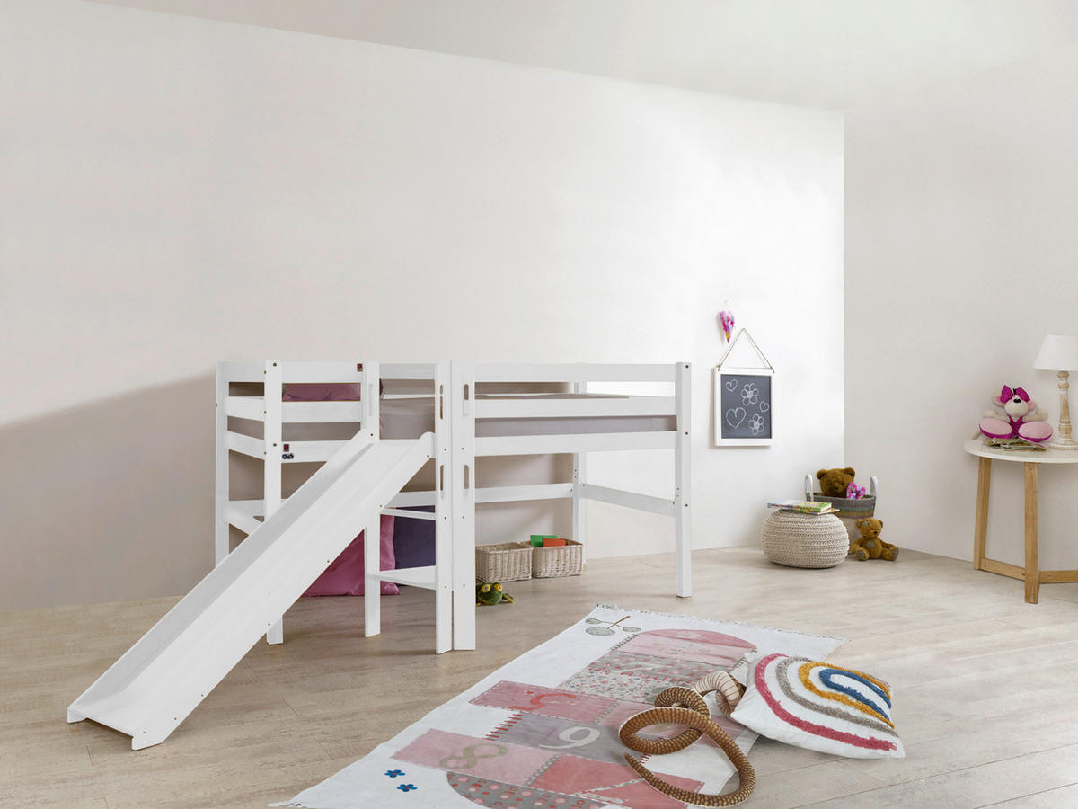 SPIELBETT Buche massiv 90/200 cm Weiß  - Weiß, Design, Holz (90/200cm) - MID.YOU