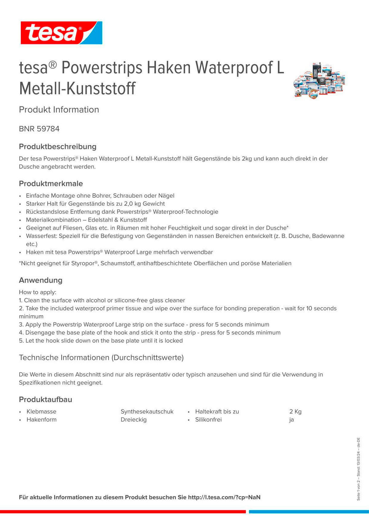 KLEBEHAKEN  in Weiß, Edelstahlfarben  - Edelstahlfarben/Weiß, Basics, Kunststoff/Metall (2,7/4,2/1,6cm) - Tesa