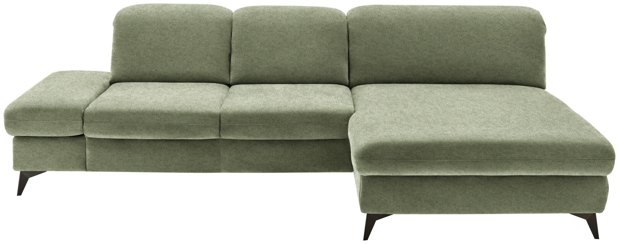 ECKSOFA  in Chenille Olivgrün  288/198 cm  - Schwarz/Olivgrün, Design, Textil/Metall (288/198cm) - Beldomo Style