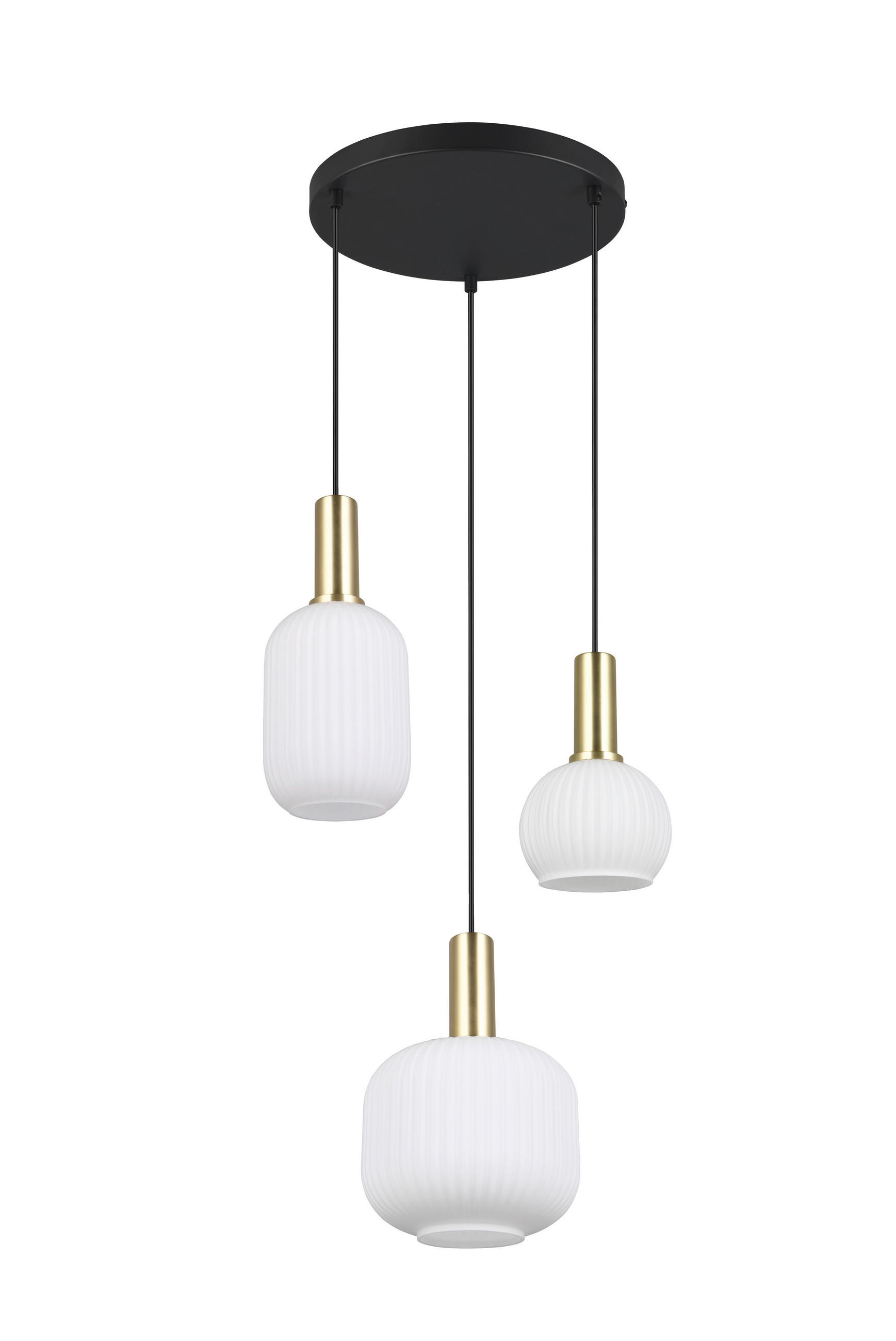 Trio Leuchten Hängeleuchte Diva Weiß, Messing 150 cm