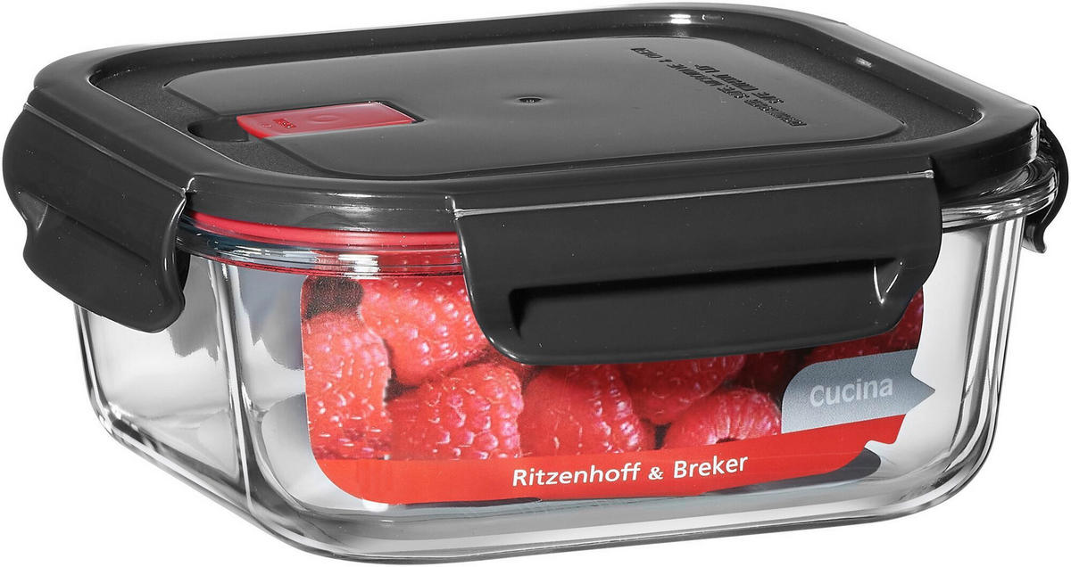 DÓZA NA POTRAVINY  - černá/čiré, Basics, plast/sklo (18/18/8cm) - Ritzenhoff Breker