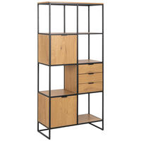 REGAL 85/183/40 cm črna, divji hrast  - črna/divji hrast, Design, kovina/leseni material (85/183/40cm) - MID.YOU