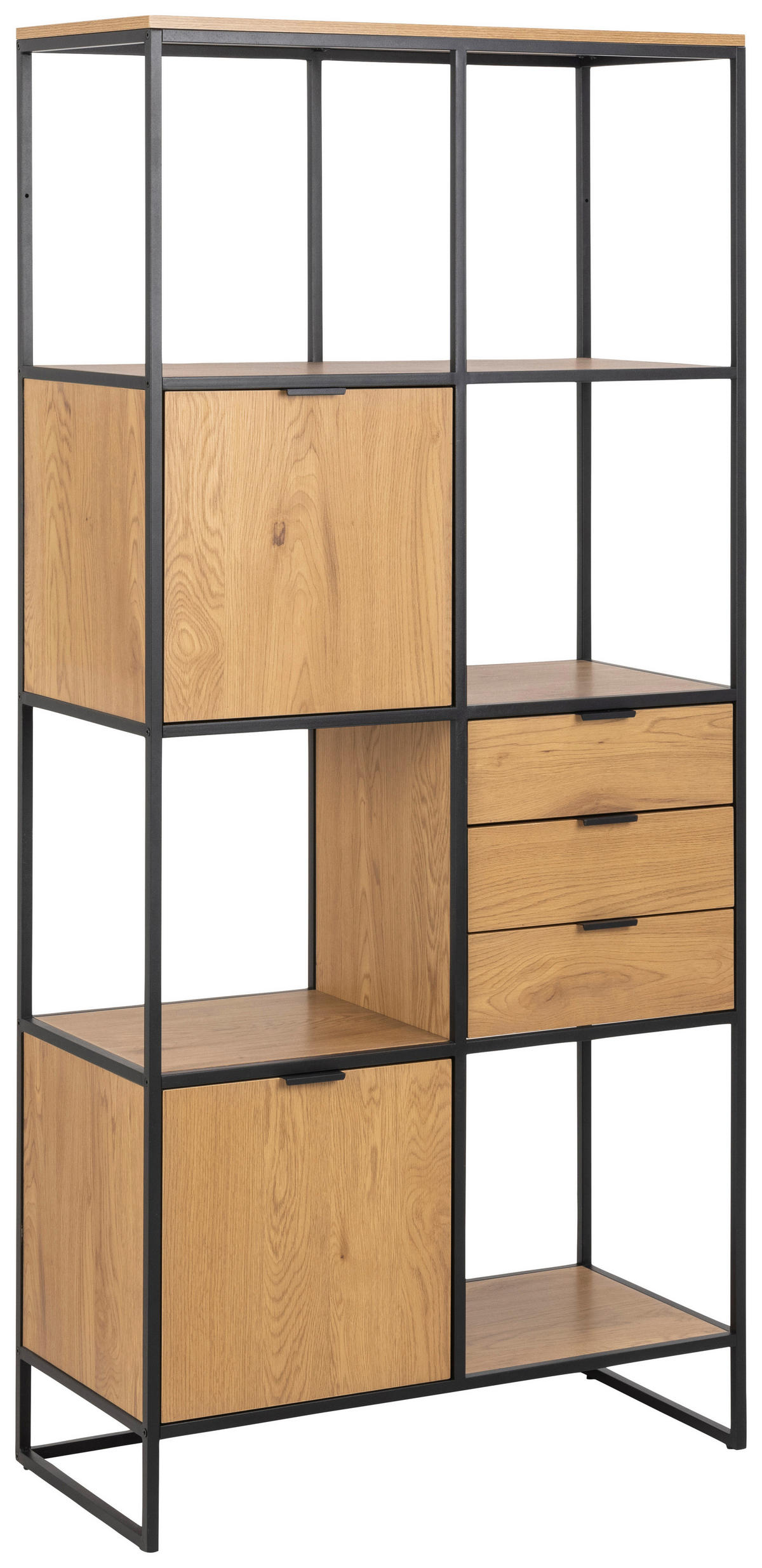 REGAL 85/183/40 cm črna, divji hrast  - črna/divji hrast, Design, kovina/leseni material (85/183/40cm) - MID.YOU