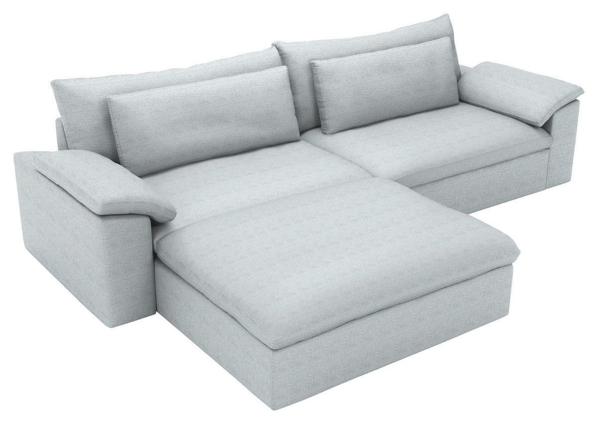 ECKSOFA  Chenille Grauweiss  - Schwarz/Grauweiss, Modern, Kunststoff/Textil (198/306cm) - Carryhome