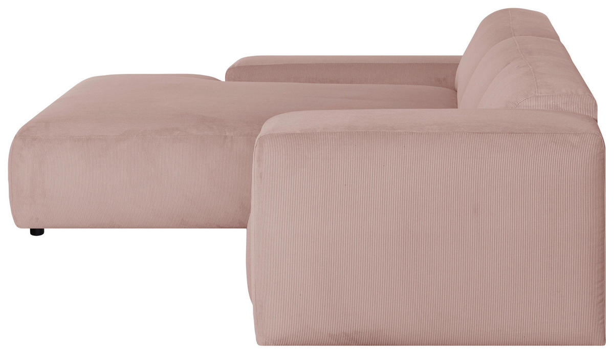 ECKSOFA HANNAH Rosa Cord  - Schwarz/Rosa, Design, Kunststoff/Textil (200/304cm) - MID.YOU