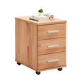ROLLCONTAINER 40/63/60 cm  - Silberfarben/Buchefarben, Natur, Holz/Kunststoff (40/63/60cm) - Linea Natura