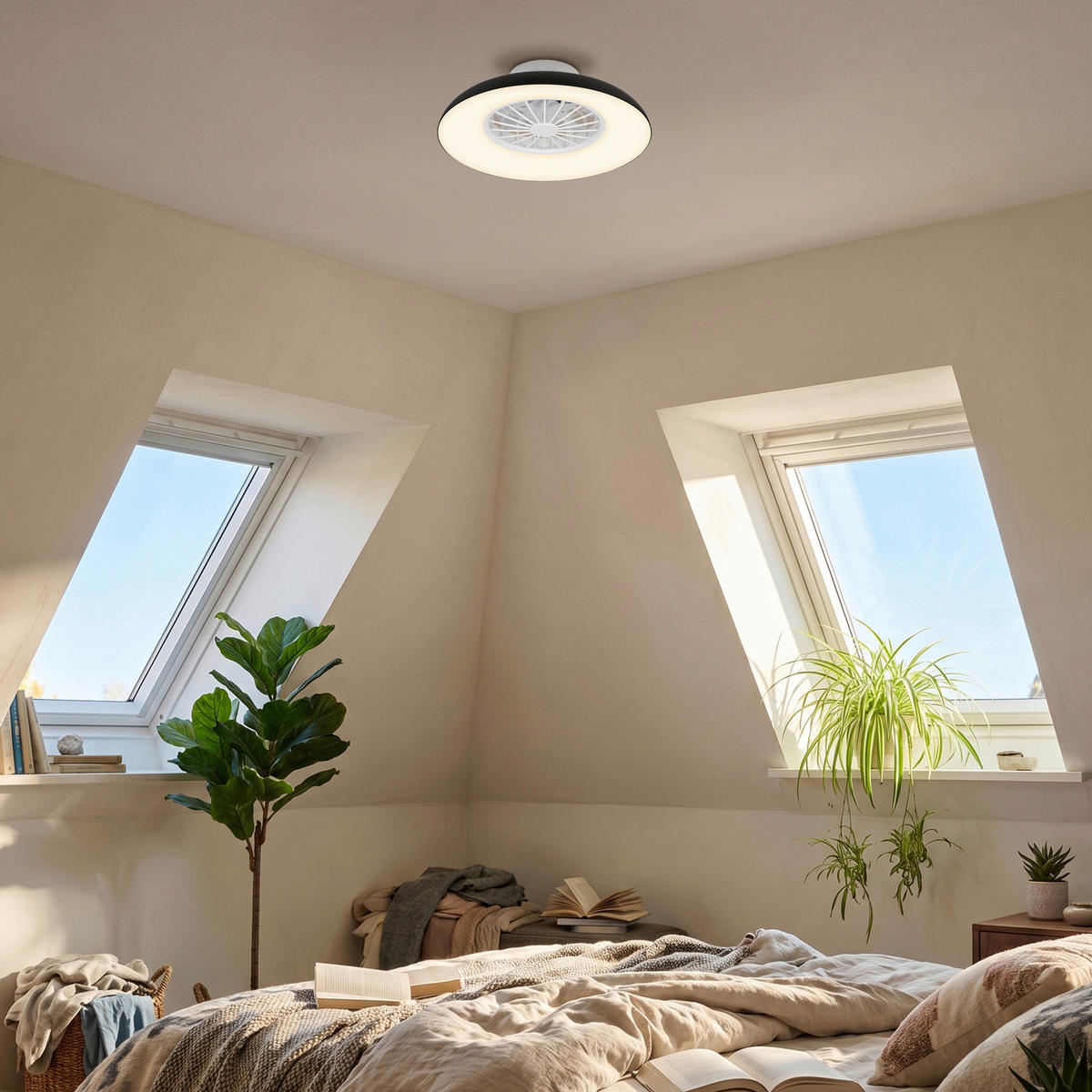 DECKENVENTILATOR 48,5/16 cm  - Schwarz/Weiß, Design, Kunststoff (48,5/16cm)