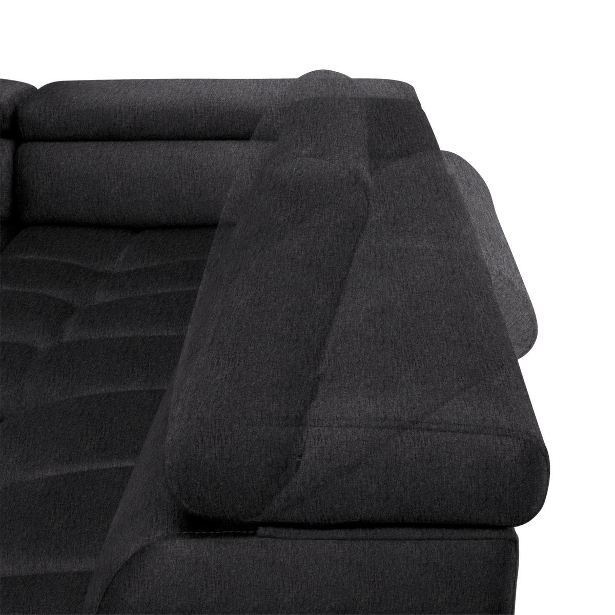 WOHNLANDSCHAFT in Samt, Webstoff Dunkelgrau  - Dunkelgrau/Schwarz, Design, Textil/Metall (177/385/216cm) - Welnova