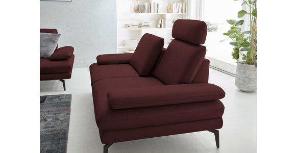 2,5-SITZER  in Echtleder Beere   - Beere/Schwarz, Design, Leder/Metall (196/86/104cm) - Dieter Knoll