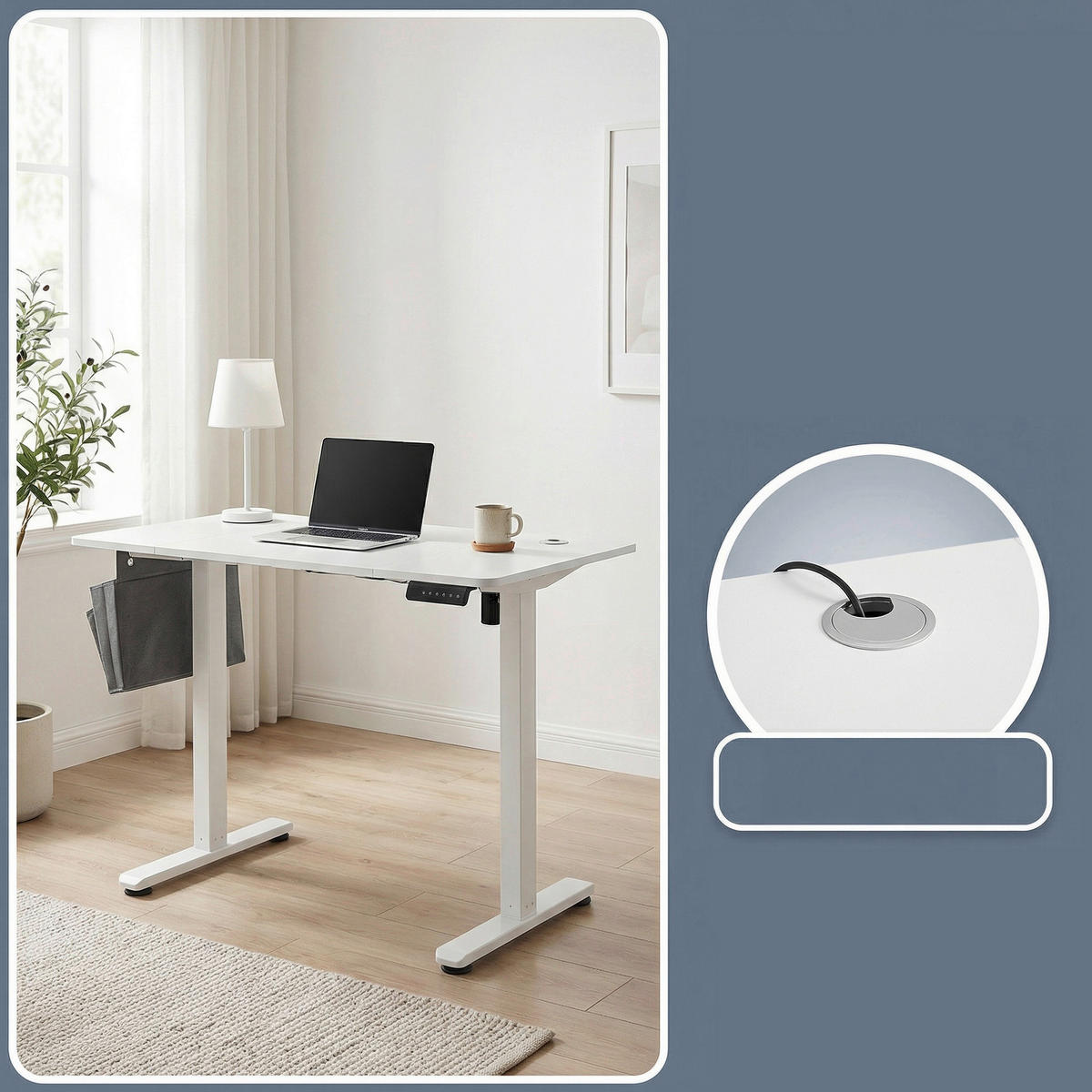 SCHREIBTISCH 120/60/72-120 cm Weiß elektrisch höhenverstellbar  - Weiß, Basics, Holzwerkstoff/Kunststoff (120/60/72-120cm) - Boxxx